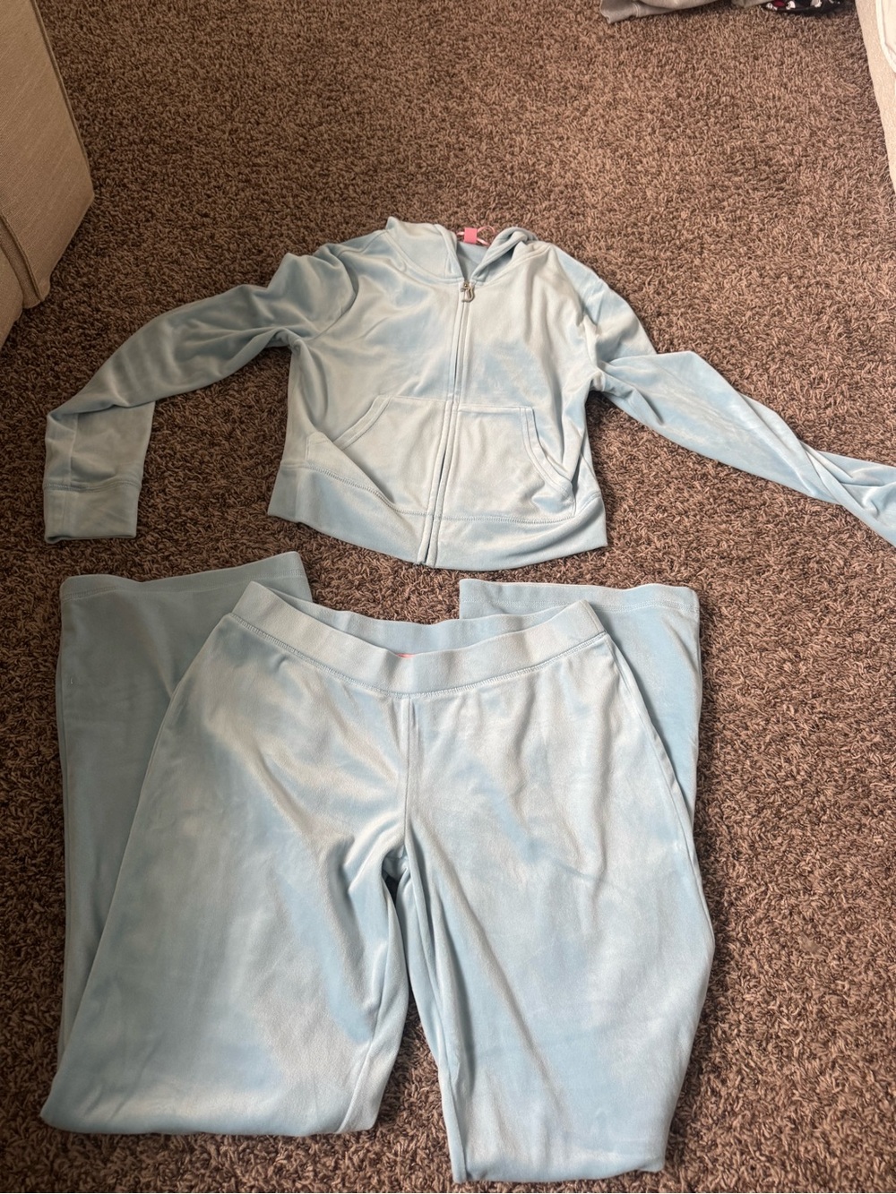 Juicy Couture Light Blue Velour Jumpsuit Set